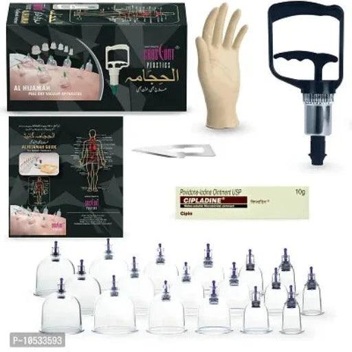 Hijama Wet Acupressure Vacuum Therapy Kit with 18 Cups 1 Suction Pump, Black