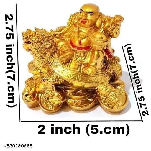 Golden Laughing Buddha on Turtle/Feng Shui Gift,Buddha for Wealth,Sucess,Happiness,Good Luck