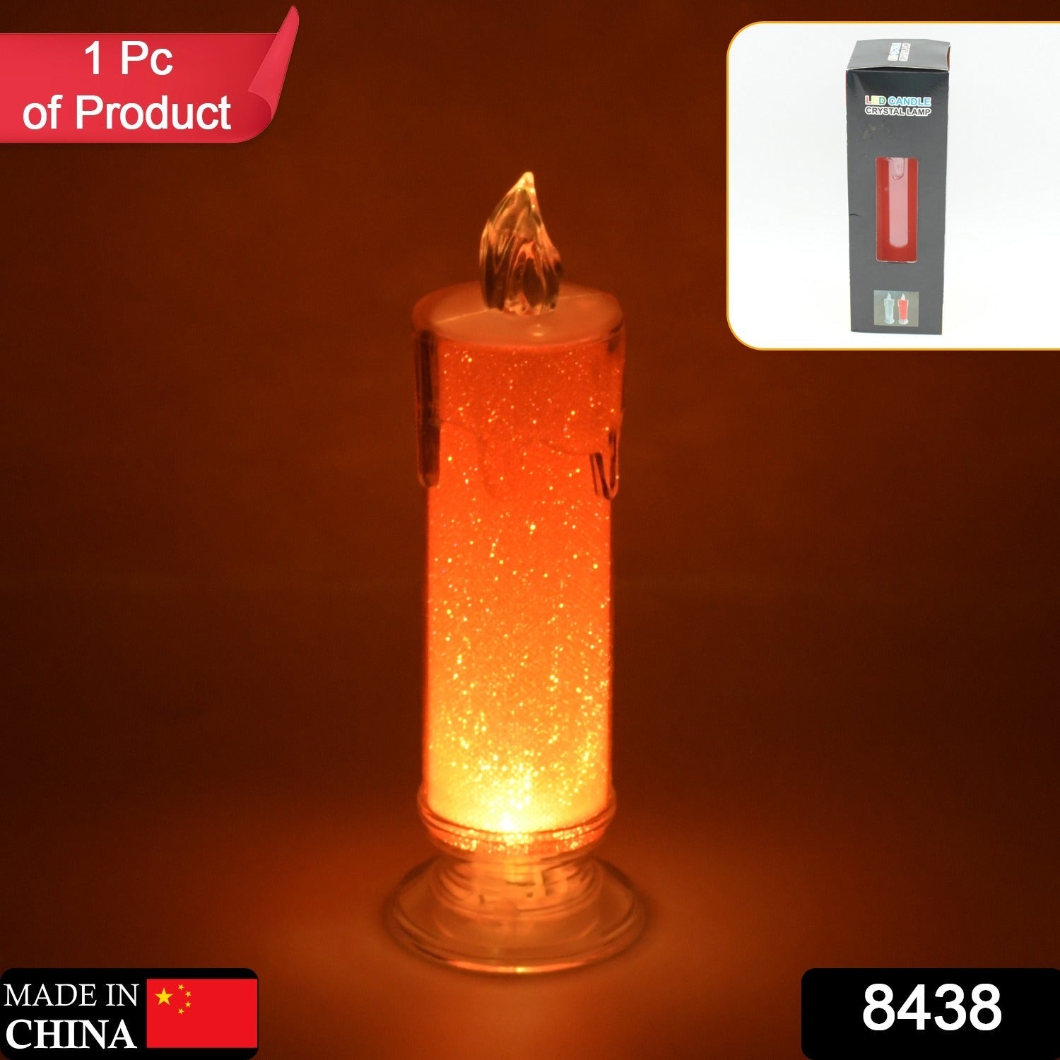 Red LED Flameless Candles Battery Operated Pillar Candles Flickering Realistic Decorative Lamp Votive Transparent Flameless Ornament Tea Party Decorations for Hotel, Scene,Home Decor, Restaurant, Diwali Decoration Candle Crystal Lamp (1 Pc) - Springkart 