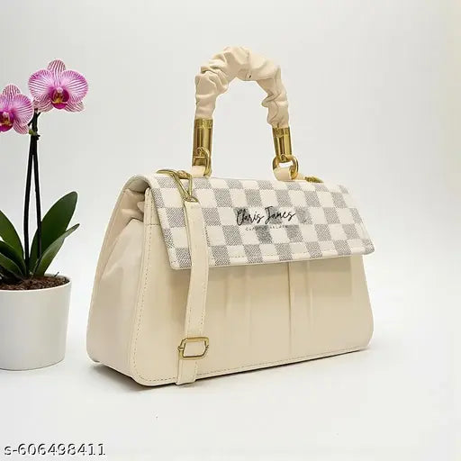 White Casual checks trendy crossbody sling women