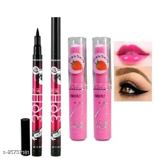 Long Lasting Waterproof 36h Sketch Eyeliner Pack of 2 With Pink Magic Lip Balm Pack of 2