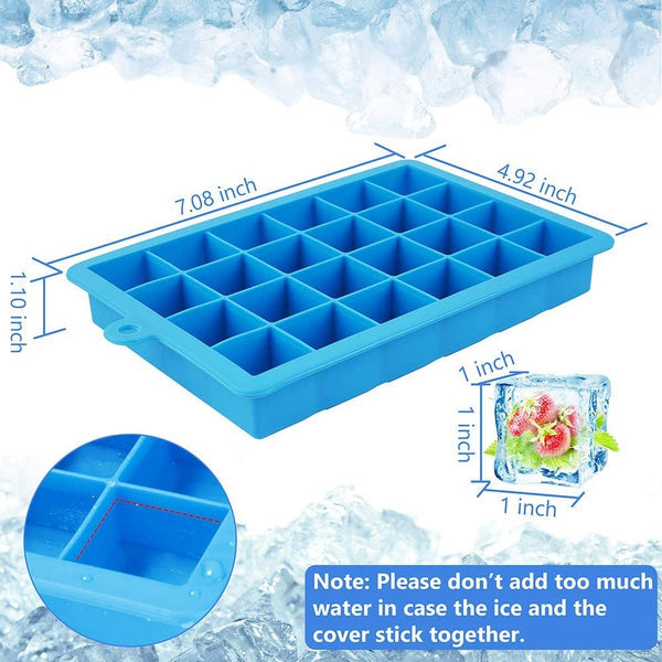 Silicone Ice Cube Trays 24 Cavity Per Ice Tray [Multicolour] - Springkart 