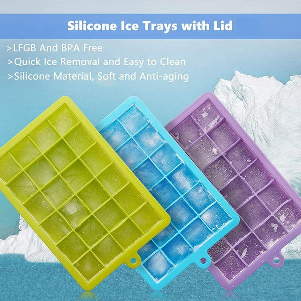 Silicone Ice Cube Trays 24 Cavity Per Ice Tray [Multicolour] - Springkart 