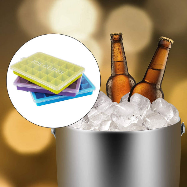 Silicone Ice Cube Trays 24 Cavity Per Ice Tray [Multicolour] - Springkart 