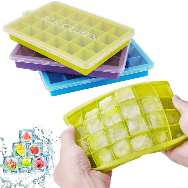 Silicone Ice Cube Trays 24 Cavity Per Ice Tray [Multicolour] - Springkart 