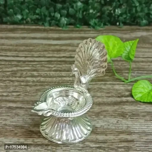 German Silver Beautiful Peacock With Feather Designing Decor Size : 4 Inches Weight : 50 Grams