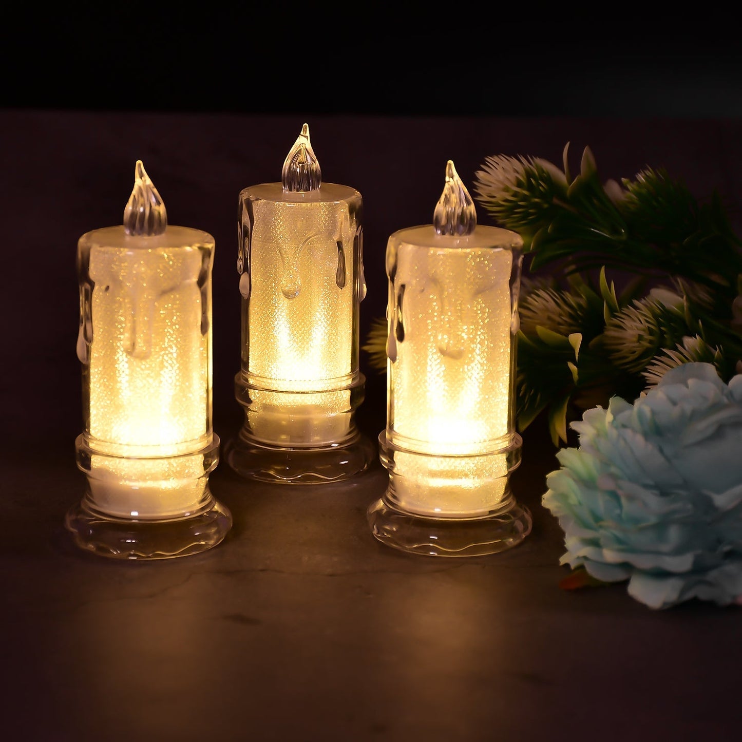 BIG SIZE FLAMELESS MELTED DESIGN CANDLES FOR DECORATION (SET OF 12PC) - Springkart 