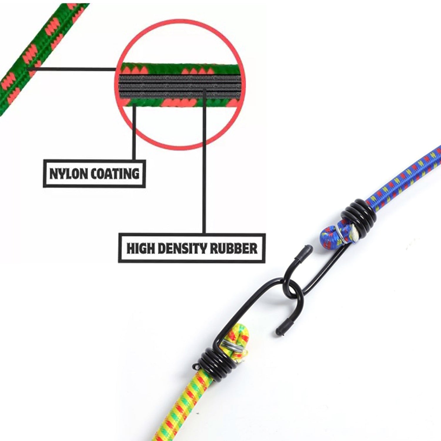 High Strength Elastic Bungee, Shock Cord Cables, Luggage Tying Rope with Hooks - Springkart 