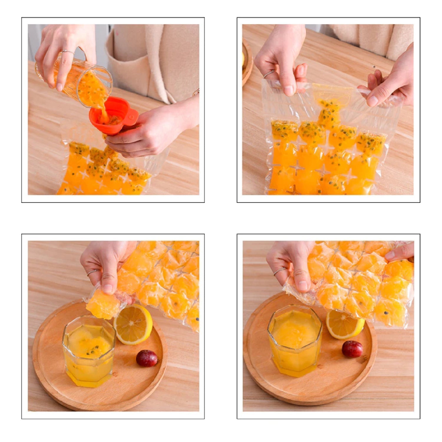 Disposable Ice Cube Bags, Stackable Easy Release Ice Cube Mold Trays Self-Seal Freezing Maker,Cold Ice Pack Cooler Bag for Cocktail Food Wine - Springkart 
