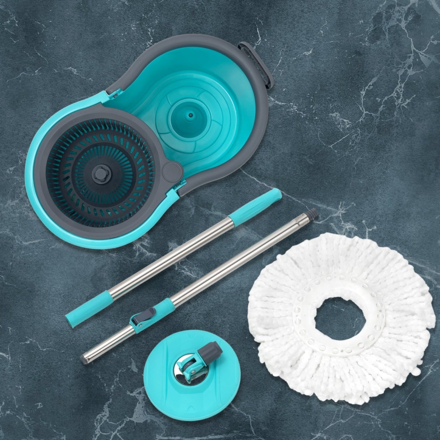 Quick Spin Mop Plastic spin, Bucket Floor Cleaning, Easy Wheels & Big Bucket, Floor Cleaning Mop with Bucket - Springkart 