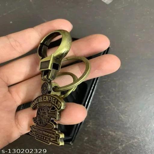 Royal Enfield Golden Color metal keychain - Springkart 