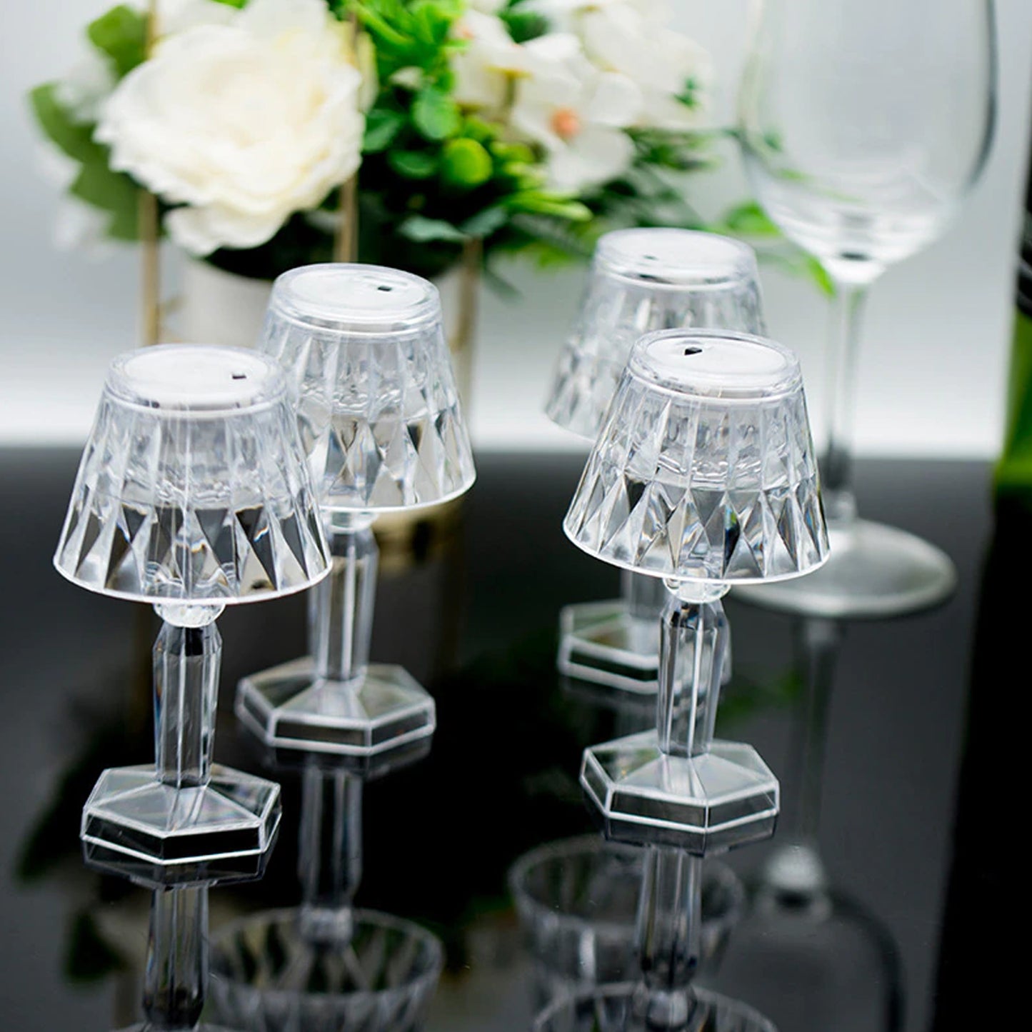 6610 2in1 Transparent Mini Crystal Table Lamp With Reflection Light - Springkart 