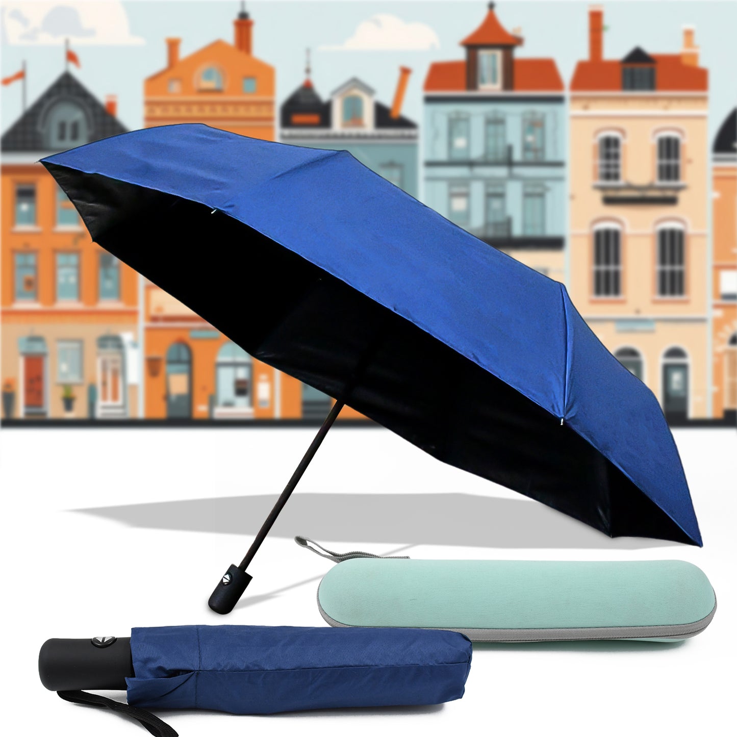 2-fold Manual Open Umbrella (Umbrella With Case 1 Set Mix Color) - Springkart 