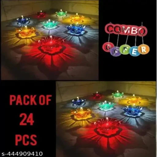 (Pack of 24) 3D Reflective Shadow Diyas for Diwali Decoration