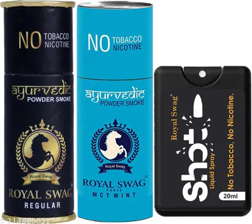 Royal Swag Herbal Cigarettes Regular, Mint Flavour(10 Stick) With 20ML Shot - Nicotine Free