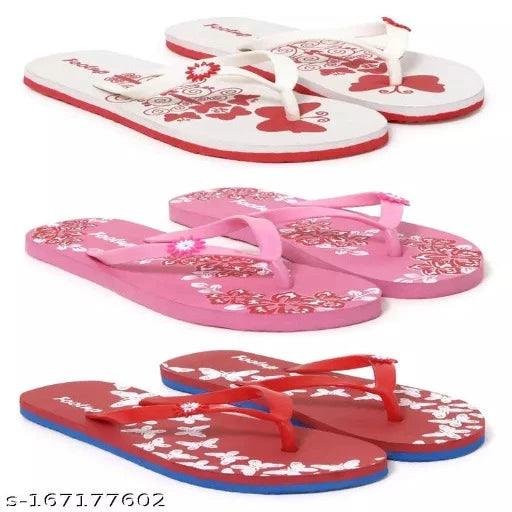 Footup Womens Casual Comfortable Stylish And Trending Flipflops Slippers (Pack of 3) - Springkart 