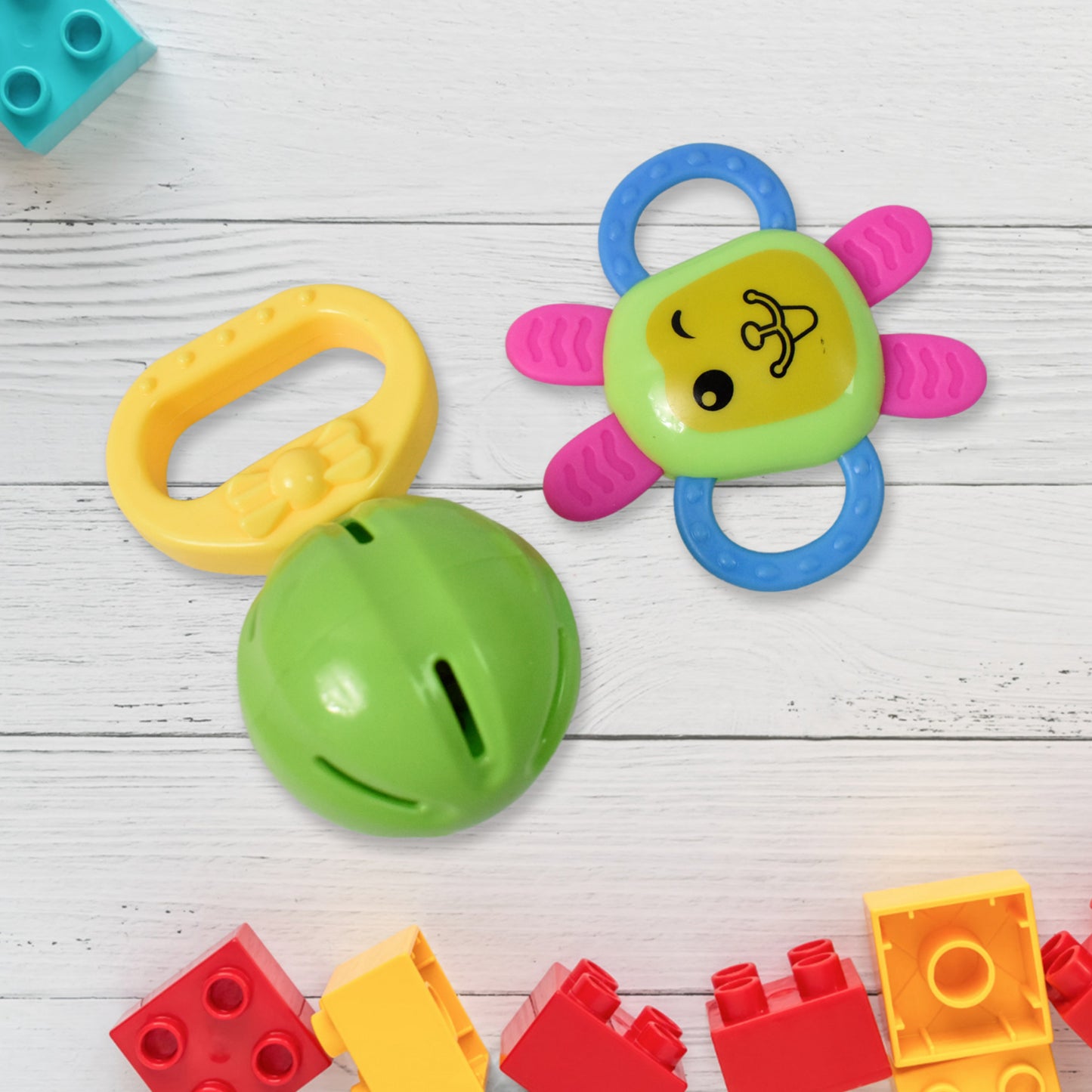 Kinder Rattles Classic Store Plastic Non-toxic Shake And Grab Ball Baby Rattles Teethers (8 Pcs Set) - Springkart 