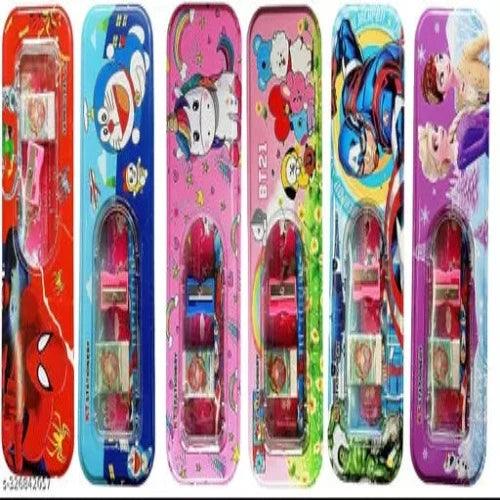 Set of 6 Pencil Box for Kids with Sharpener Metal Geometry Case for Boys & Girls - Springkart 