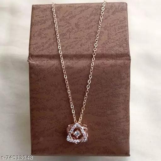 Rose Gold American Diamond Pendant & Chains - Springkart 