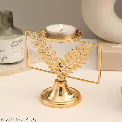 Golden Designer Leaf Tea Light Candle Holders & Stands