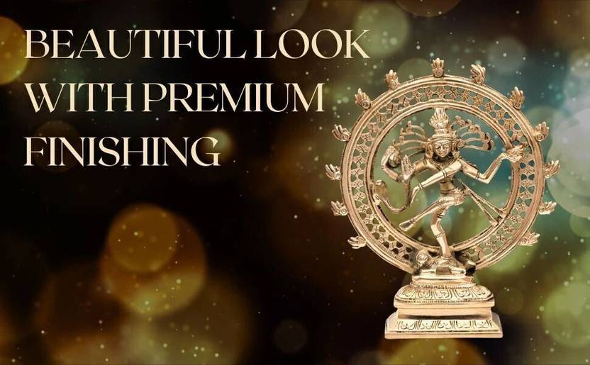 TREEMAISON Vastu Brass Natraj | Weight-1164gm Approx| Lord Shiva Dancing Idol Decorative Showpiece  -  23.5 cm  (Brass, Gold)