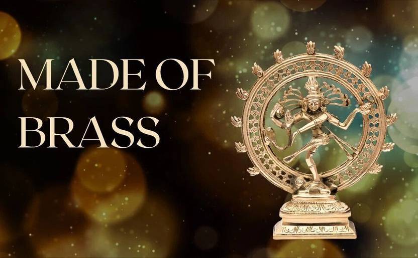 TREEMAISON Vastu Brass Natraj | Weight-1164gm Approx| Lord Shiva Dancing Idol Decorative Showpiece  -  23.5 cm  (Brass, Gold)