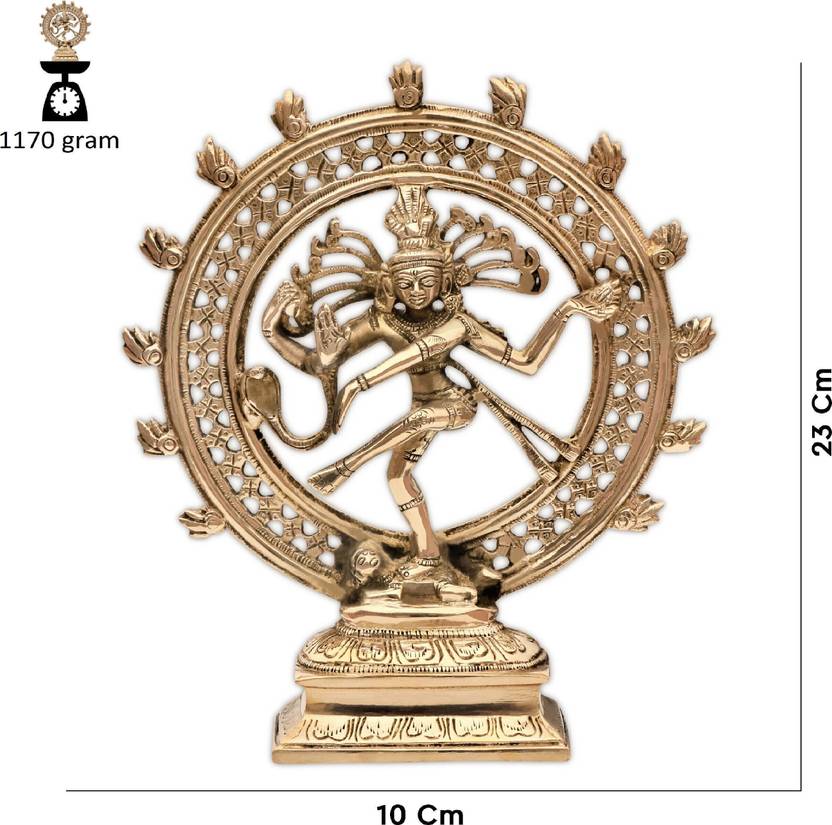 TREEMAISON Vastu Brass Natraj | Weight-1164gm Approx| Lord Shiva Dancing Idol Decorative Showpiece  -  23.5 cm  (Brass, Gold)