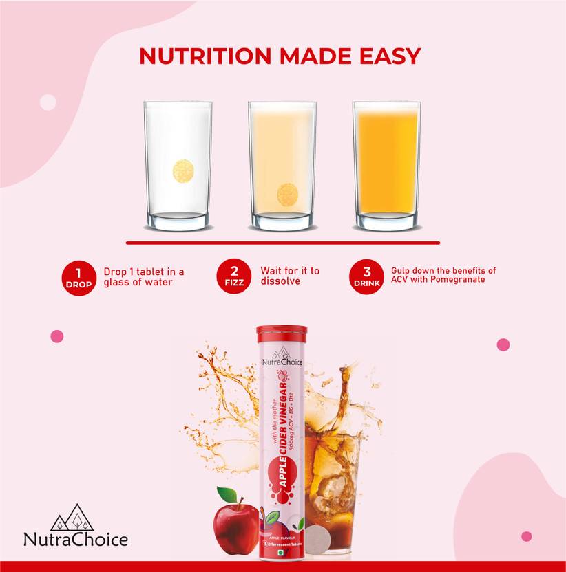 NutraChoice Apple Cider Vinegar for Weight Loss with Mother -75 Effervescent Tablets  (5 x 15 Tablets)
