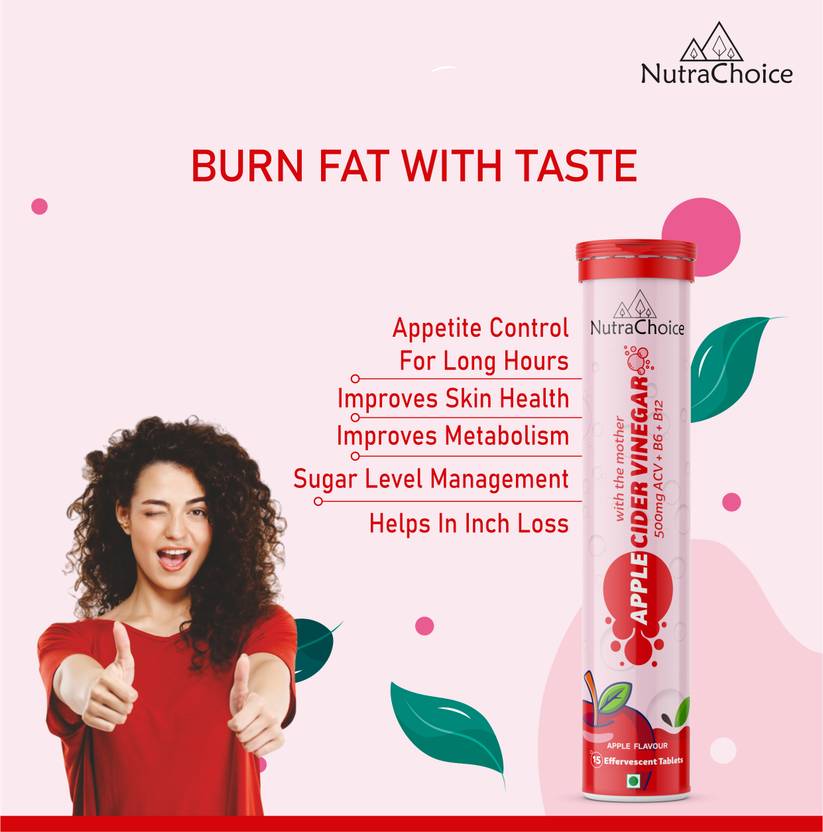 NutraChoice Apple Cider Vinegar for Weight Loss with Mother -75 Effervescent Tablets  (5 x 15 Tablets)