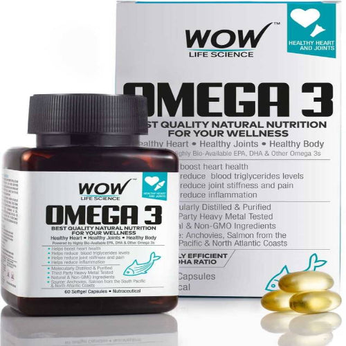 WOW Life Science Omega-3 1300 mg EPA +DHA Enriched  (60 Capsules)