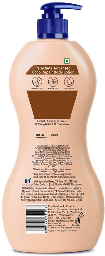 Parachute Advansed Cocoa Repair Body Lotion, 600ml  (600 ml)
