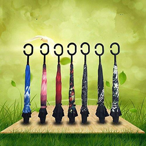 Printed Travel Windproof Umbrella (Reverse Umbrella) - Springkart 
