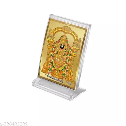 Diviniti Tirupati Balaji God Idol Photo Frame for Car Dashboard 24K Gold Plated Foil - Springkart 