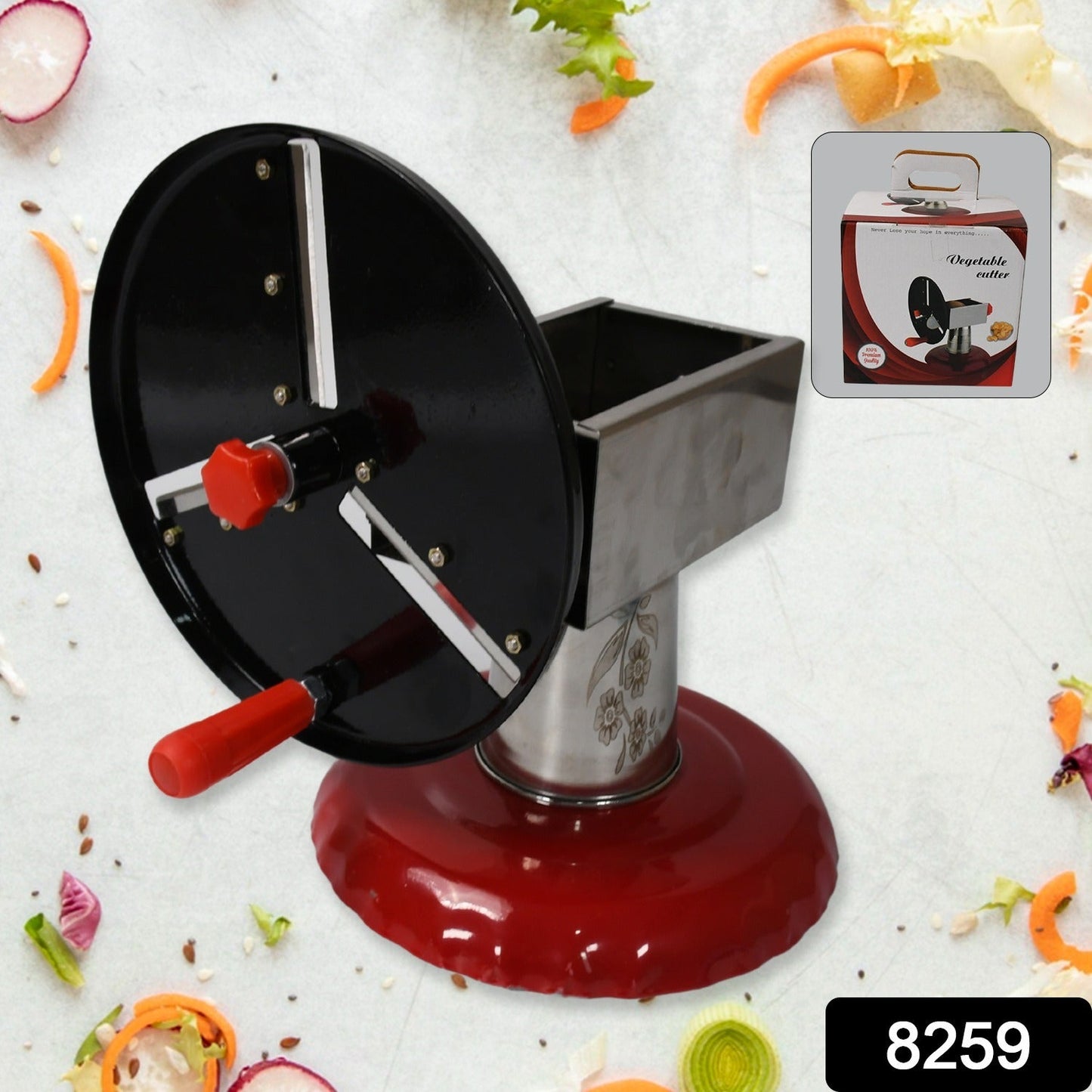 Stainless Steel Chips Maker and Vegetable Slicer for Kitchen Potato Slicer Graters and Chippers. Chips Maker is Suitable for Vegetable Cuttings. Chips Maker Consist Hard Coated Iron Wheel and Stand. - Springkart 