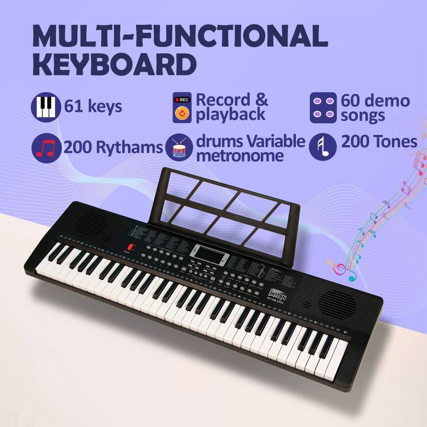 intern INT-KB 61 Keys Touch Response Portable Piano Keyboard with Mic and 5V Power Adapter Digital Portable Keyboard  (61 Keys)