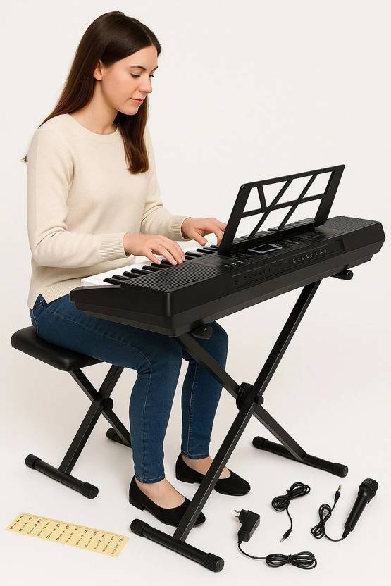 intern INT-KB 61 Keys Touch Response Portable Piano Keyboard with Mic and 5V Power Adapter Digital Portable Keyboard  (61 Keys)