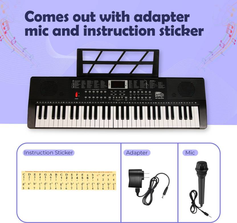 intern INT-KB 61 Keys Touch Response Portable Piano Keyboard with Mic and 5V Power Adapter Digital Portable Keyboard  (61 Keys)