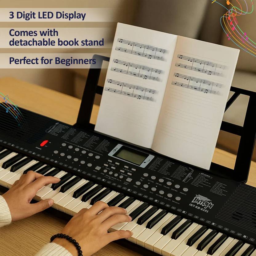 intern INT-KB 61 Keys Touch Response Portable Piano Keyboard with Mic and 5V Power Adapter Digital Portable Keyboard  (61 Keys)