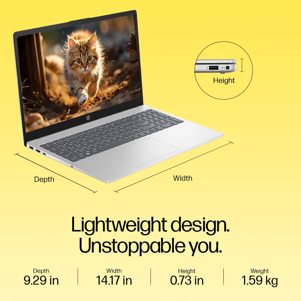 HP 15, AMD Ryzen 3 7320U (8GB LPDDR5, 512GB SSD) FHD, Anti-Glare, Micro-Edge, 15.6"/39.6cm, Win 11, Office 21, Silver, 1.59kg, fc0154AU, AMD Radeon Graphics, 1080p FHD Camera Laptop