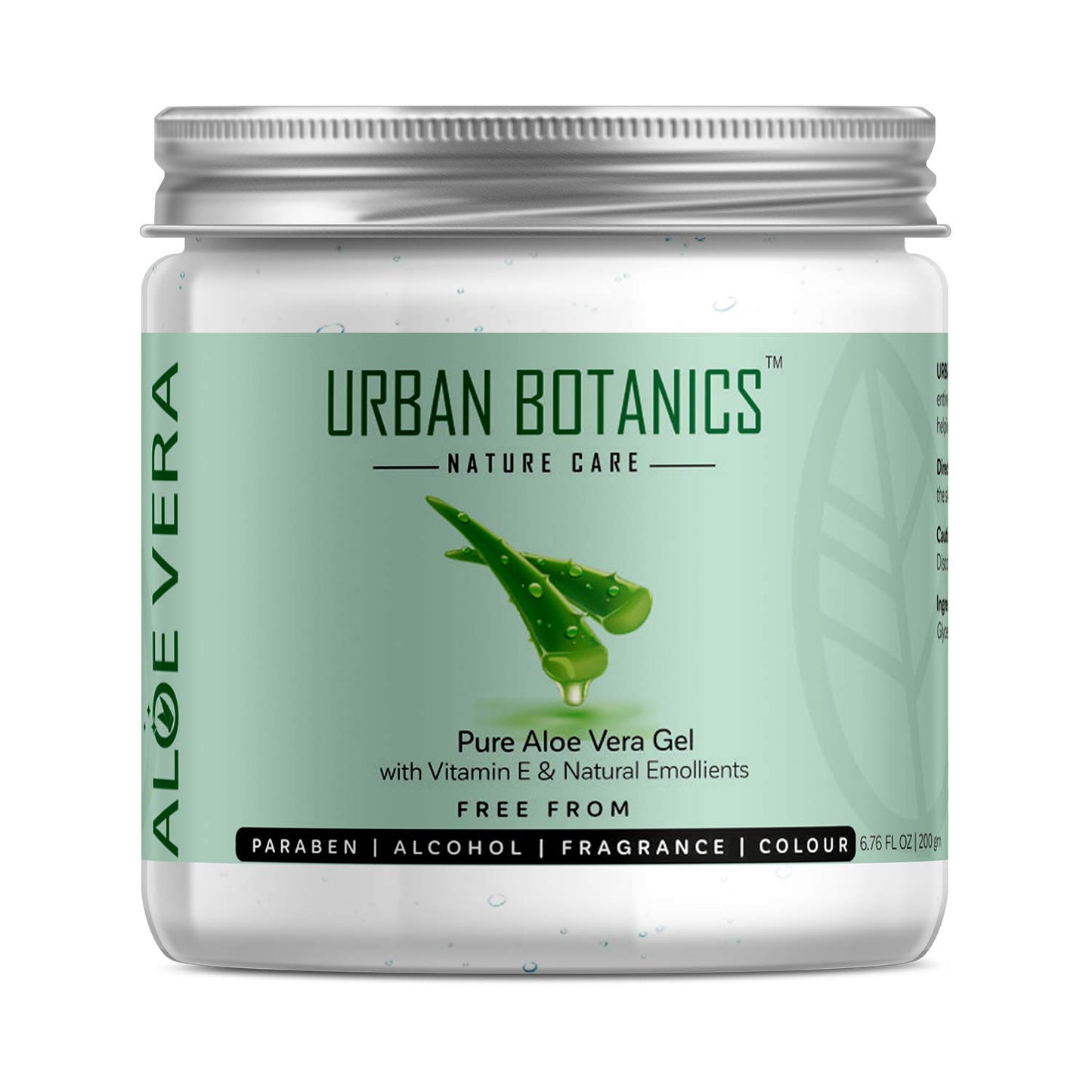 UrbanBotanics® Pure Aloe Vera Skin/Hair Gel With Vitamin E & Natural Emollients (Paraben Free), 200g - Springkart 