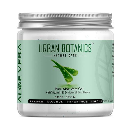 UrbanBotanics® Pure Aloe Vera Skin/Hair Gel With Vitamin E & Natural Emollients (Paraben Free), 200g - Springkart 