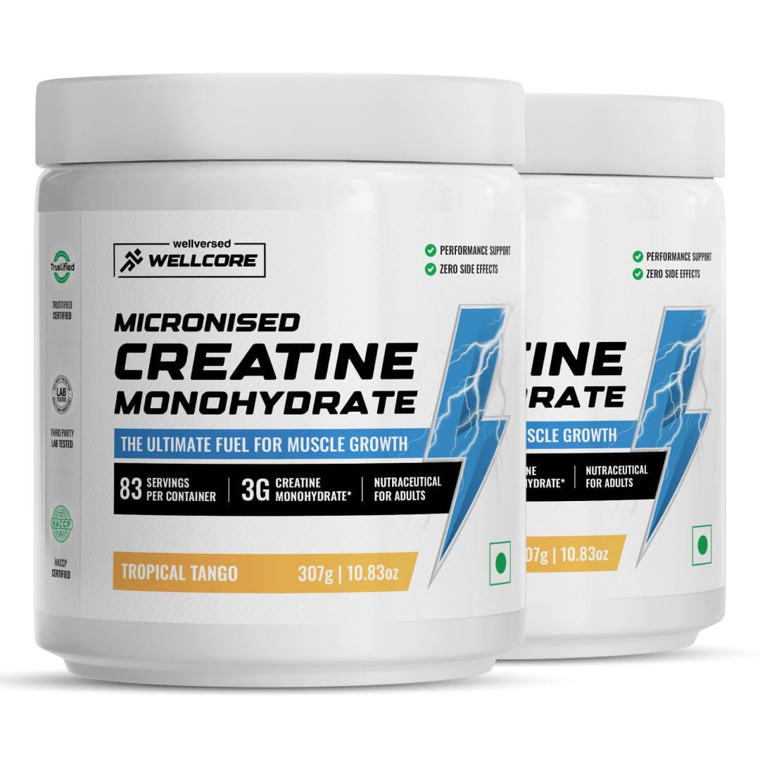 Wellcore - Pure Micronised Creatine Monohydrate,Tropical Tango (122g, 33 Servings), Rapid Absorption, Enhanced Muscle Strength & Power, Fast Recovery,Increased Muscle Mass