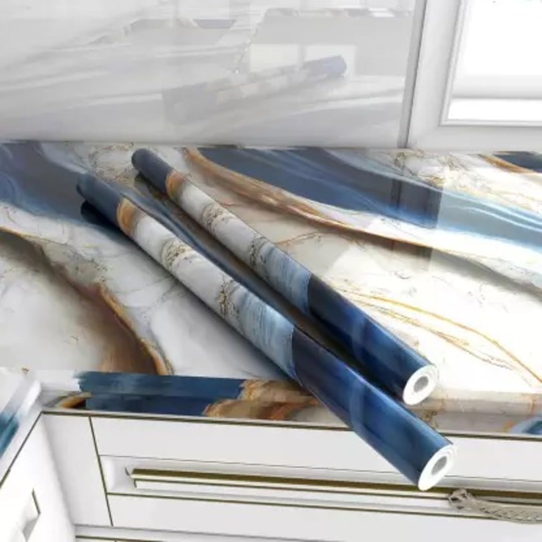 Beflix® Marble Peel and Stick Wallpaper for Home Decor, Waterproof Self-Adhesive Wall Stickers for Kitchen, Bathroom, Living Room – Wall Paper (60X200 CM) (Grey)