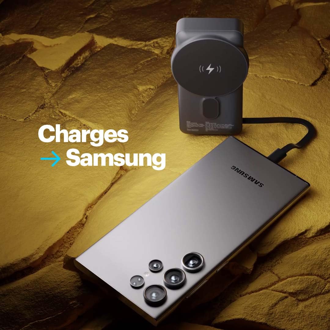 Stuffcool Nemo 10000mAh Compact Magnetic Wireless Charging Power Bank up to 15W for iPhone 20W Built-in Type-C Cable 22.5W USB-A Fast Charging Digital Display BIS CE RoHS Made in India