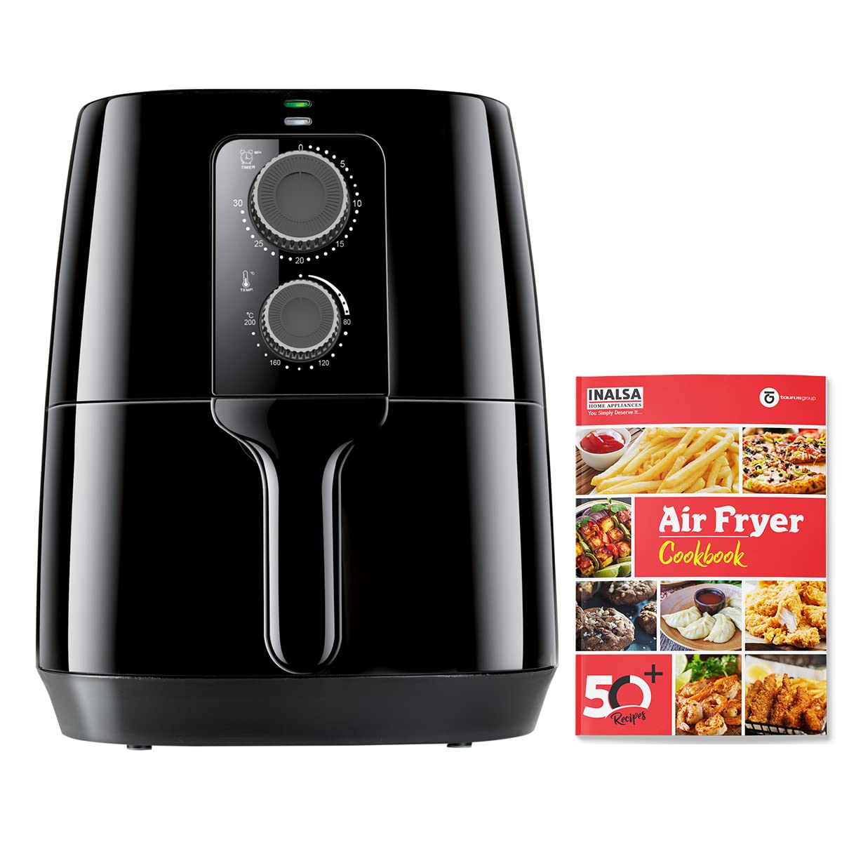 INALSA Air Fryer for Home|5.5 liter Capacity|Visible Window & Internal Light|1600 W with Smart AirCrisp Technology|6-In-1 Appliance With 8 Preset Menu & Digital Display (Tasty fry DW5.5)Black