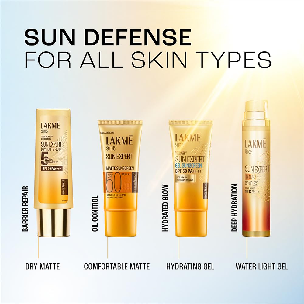 Lakme Sunscreen For Bright Skin, SPF 50 PA++++, Water Light, Niacinamide, In Vivo Tested, 100 ml