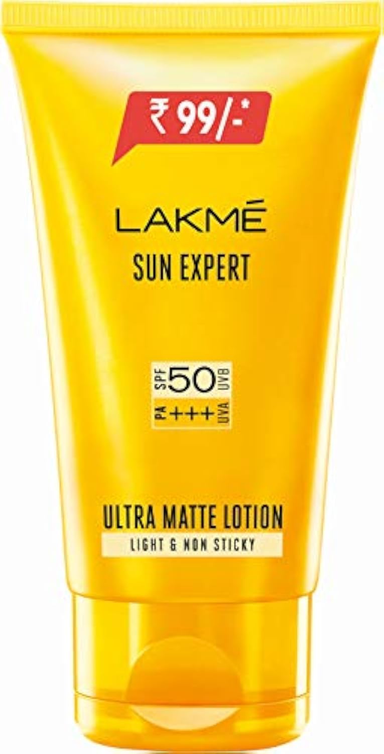 Lakme Sunscreen For Bright Skin, SPF 50 PA++++, Water Light, Niacinamide, In Vivo Tested, 100 ml