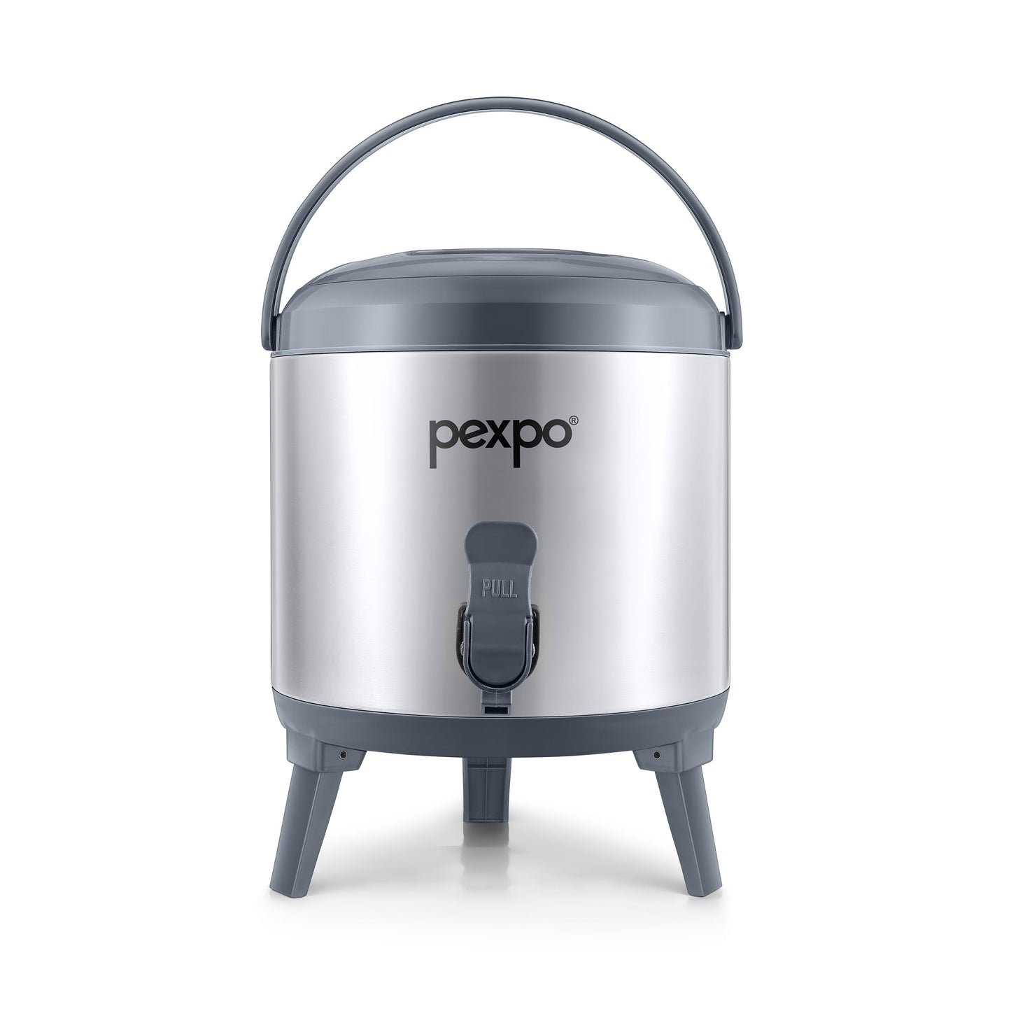Pexpo Superio 8 Stainless Steel Insulated Camper/Water Jug | Sturdy Base | Water Dispenser | BPA Free | for Home, Kitchen, Picnic, Outdoor (8 liters, Silver)