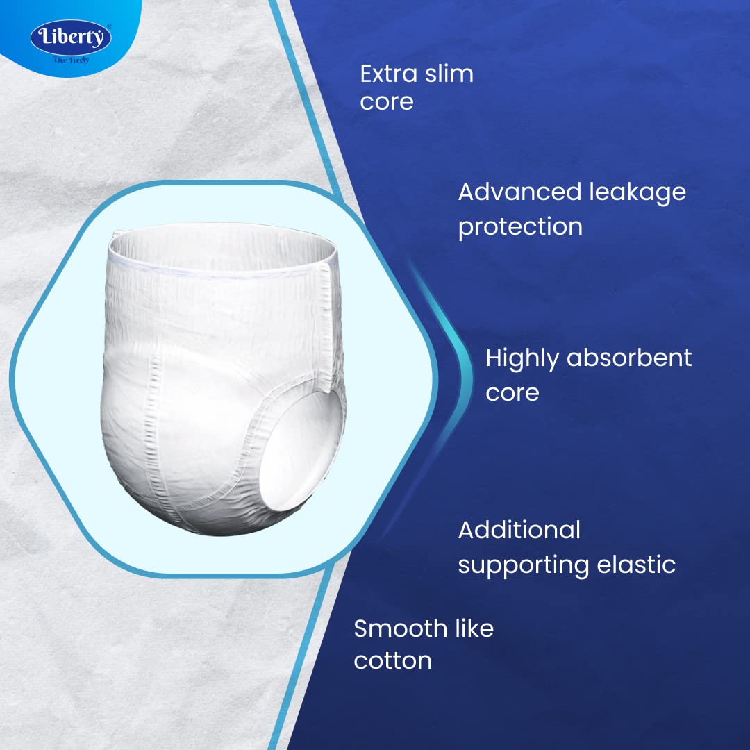 Liberty Eco Adult Diaper Pants, Large (L) 20 Count, Waist Size (75-140cm | 30-55 inches), Unisex, High Absorbency, Leak Proof, Overnight Protection, Pack of 1 - Springkart 
