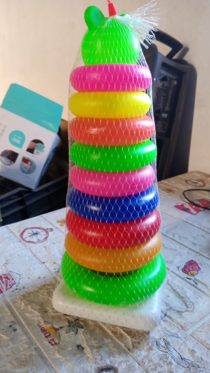 Plastic Baby Kids Teddy Stacking Ring Jumbo Stack Up Educational Toy 9pc - Springkart 